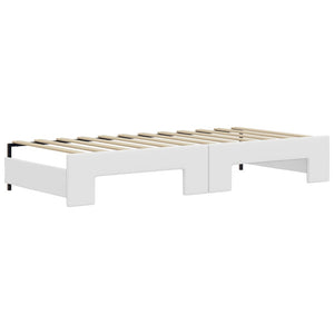 vidaXL Extendable Day Bed with Mattresses White 90x200 cm Faux Leather