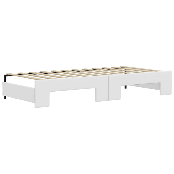 vidaXL Extendable Day Bed with Mattresses White 90x200 cm Faux Leather