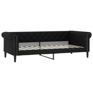 vidaXL Extendable Day Bed with Drawers Black 90x200cm Faux Leather