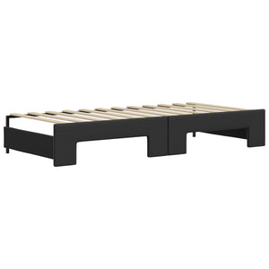 vidaXL Extendable Day Bed with Drawers Black 90x200cm Faux Leather