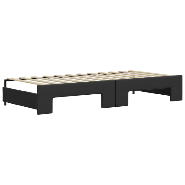 vidaXL Extendable Day Bed with Drawers Black 90x200cm Faux Leather