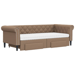 vidaXL Extendable Day Bed with Drawers Brown 90x200 cm Faux Leather