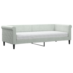 vidaXL Day Bed with Mattress Light Grey 80x200 cm Velvet