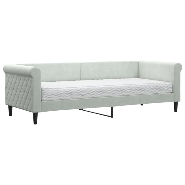 vidaXL Day Bed with Mattress Light Grey 80x200 cm Velvet