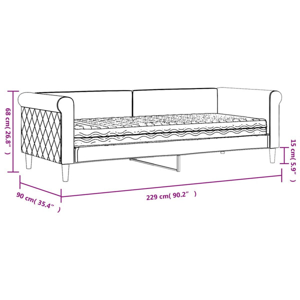 vidaXL Day Bed with Mattress Light Grey 80x200 cm Velvet