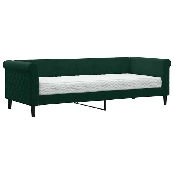 vidaXL Day Bed with Mattress Dark Green 80x200 cm Velvet