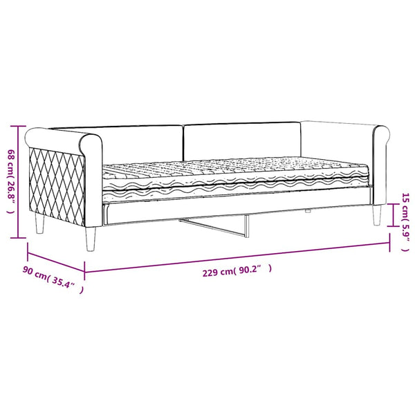 vidaXL Day Bed with Mattress Dark Green 80x200 cm Velvet