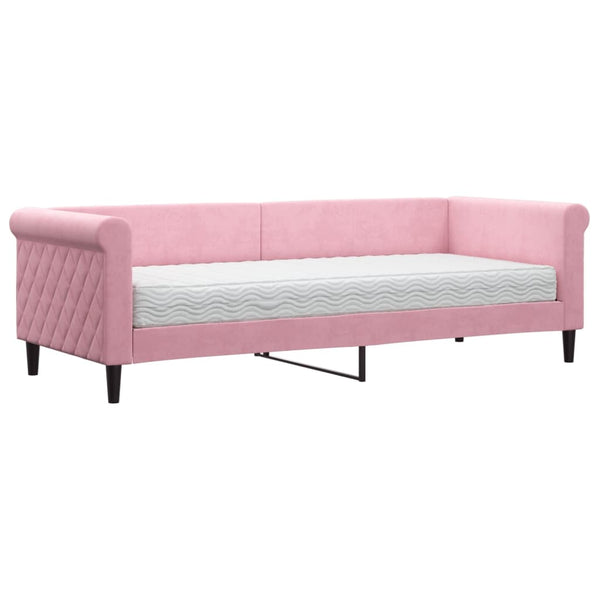vidaXL Day Bed with Mattress Pink 80x200 cm Velvet