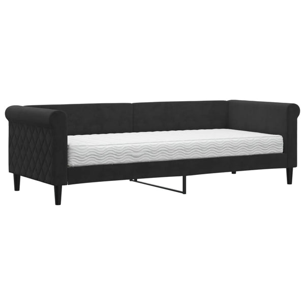 vidaXL Day Bed with Mattress Black 80x200 cm Velvet