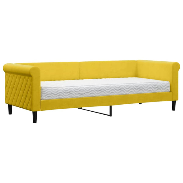 vidaXL Day Bed with Mattress Yellow 80x200 cm Velvet