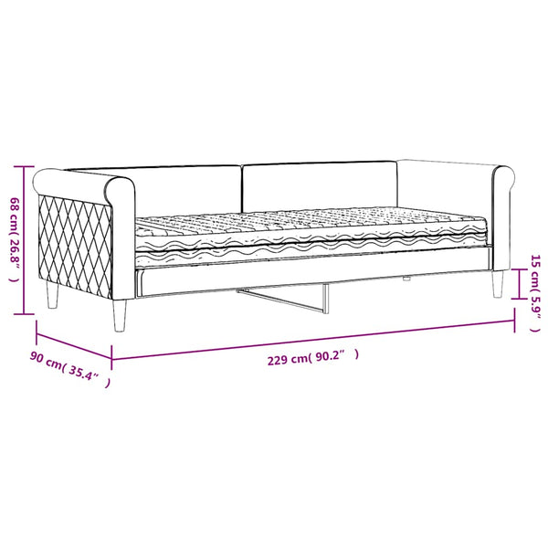 vidaXL Day Bed with Mattress Yellow 80x200 cm Velvet