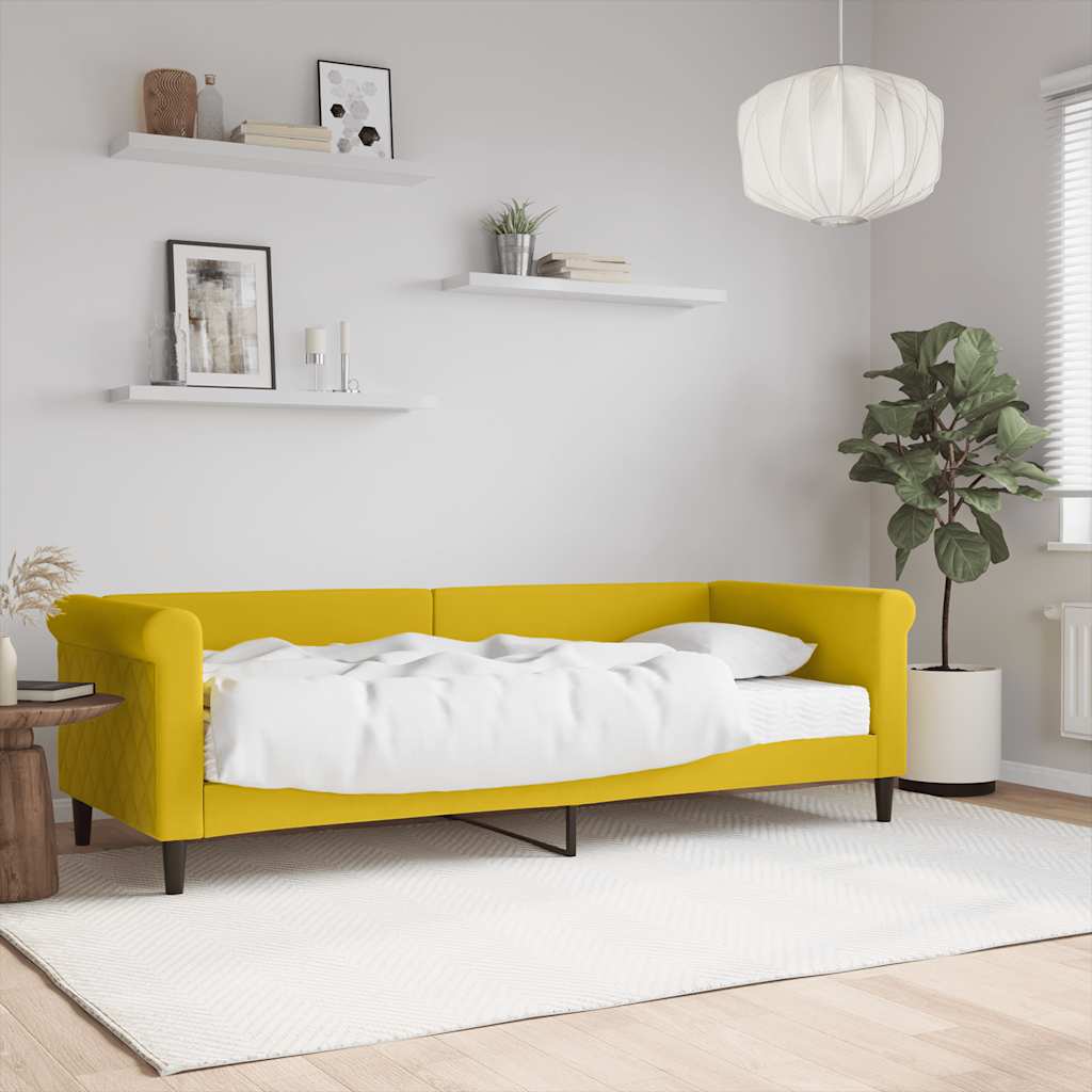 vidaXL Day Bed with Mattress Yellow 80x200 cm Velvet