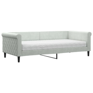 vidaXL Day Bed with Mattress Light Grey 90x200 cm Velvet
