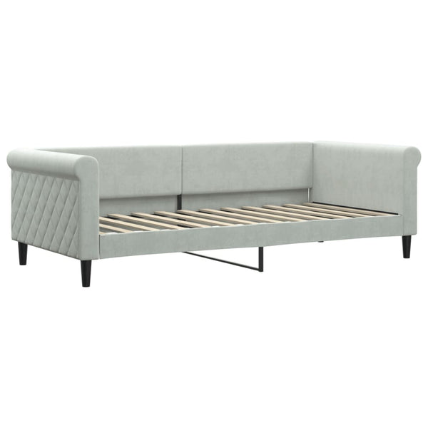 vidaXL Day Bed with Mattress Light Grey 90x200 cm Velvet