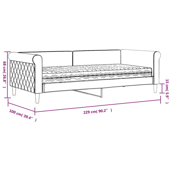 vidaXL Day Bed with Mattress Light Grey 90x200 cm Velvet