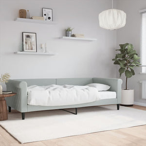 vidaXL Day Bed with Mattress Light Grey 90x200 cm Velvet