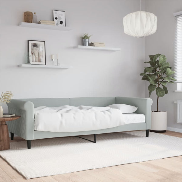 vidaXL Day Bed with Mattress Light Grey 90x200 cm Velvet