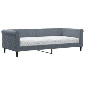 vidaXL Day Bed with Mattress Dark Gray 90x200 cm Velvet