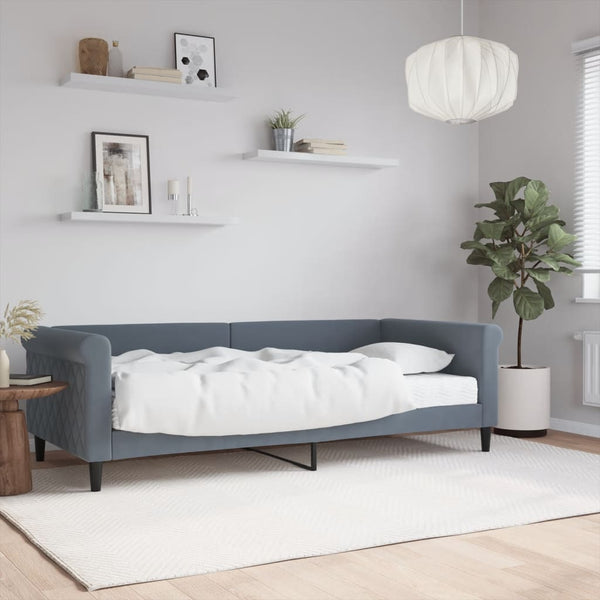 vidaXL Day Bed with Mattress Dark Gray 90x200 cm Velvet