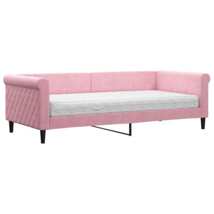 vidaXL Day Bed with Mattress Pink 90x200 cm Velvet