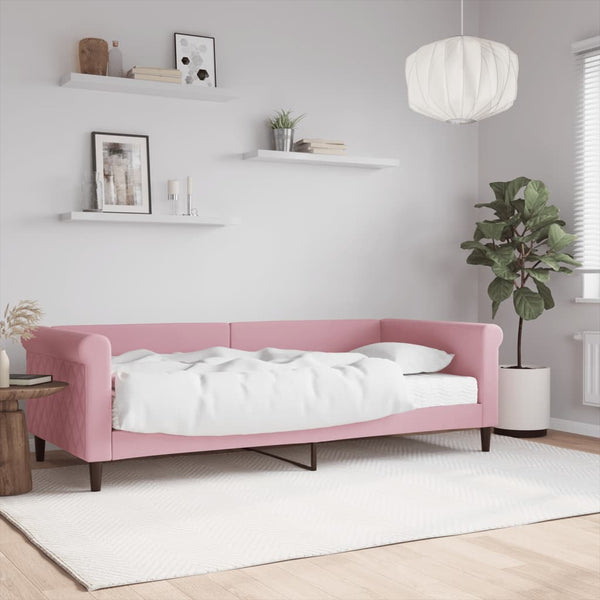 vidaXL Day Bed with Mattress Pink 90x200 cm Velvet