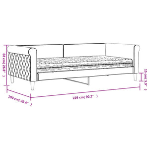 vidaXL Day Bed with Mattress Black 90x200 cm Velvet