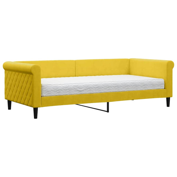 vidaXL Day Bed with Mattress Yellow 90x200 cm Velvet