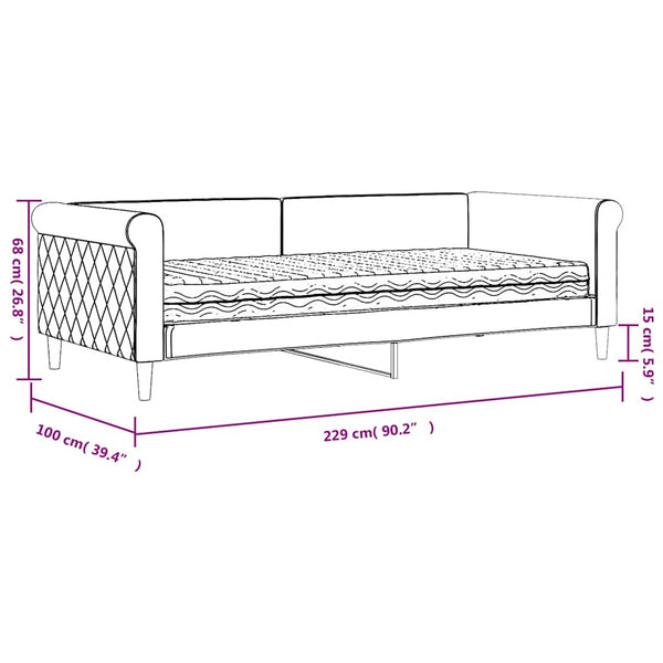 vidaXL Day Bed with Mattress Yellow 90x200 cm Velvet