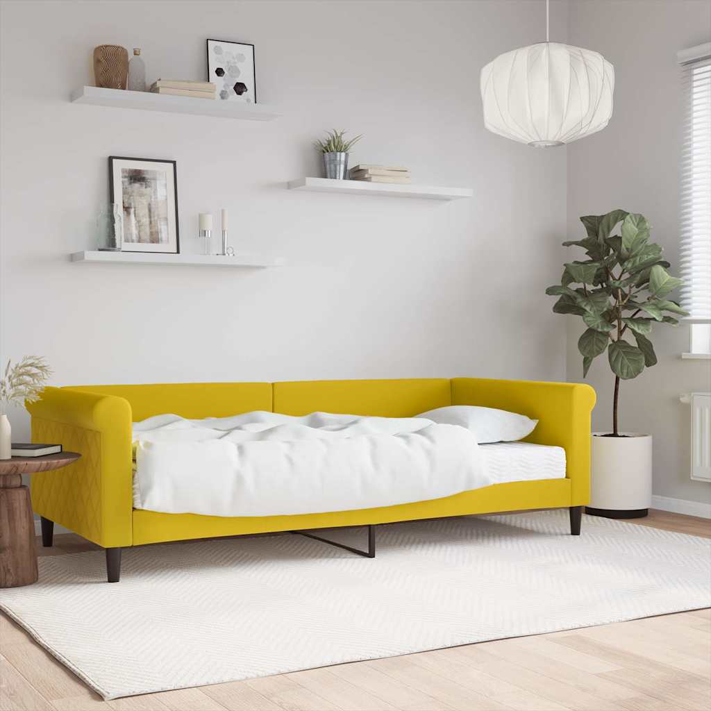 vidaXL Day Bed with Mattress Yellow 90x200 cm Velvet