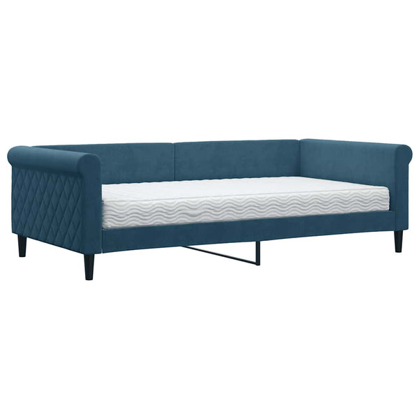 vidaXL Day Bed with Mattress Blue 100x200 cm Velvet