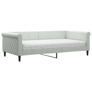 vidaXL Day Bed with Mattress Light Gray 100x200 cm Velvet