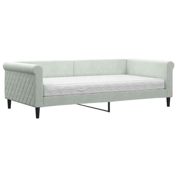 vidaXL Day Bed with Mattress Light Gray 100x200 cm Velvet