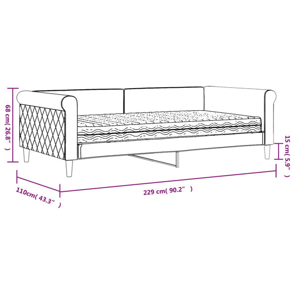vidaXL Day Bed with Mattress Light Gray 100x200 cm Velvet