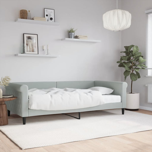 vidaXL Day Bed with Mattress Light Gray 100x200 cm Velvet