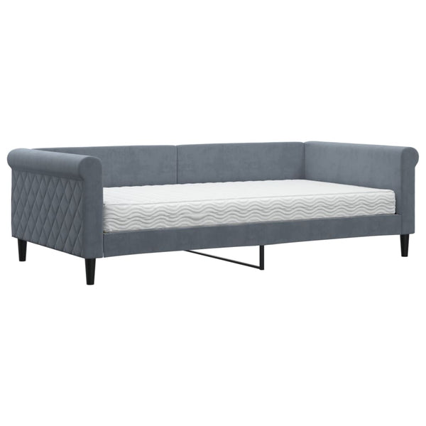 vidaXL Day Bed with Mattress Dark Gray 100x200 cm Velvet