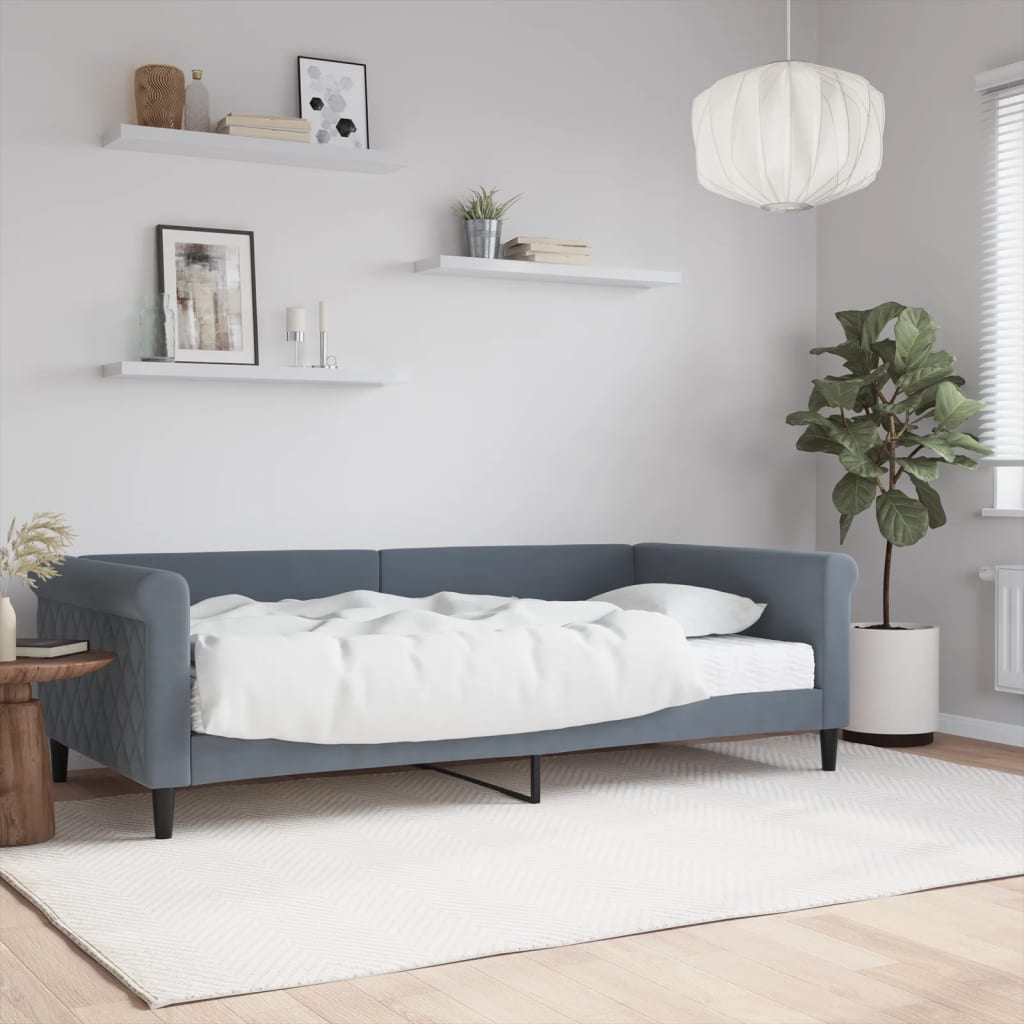 vidaXL Day Bed with Mattress Dark Gray 100x200 cm Velvet