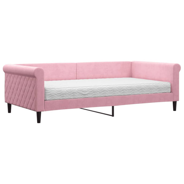 vidaXL Day Bed with Mattress Pink 100x200 cm Velvet