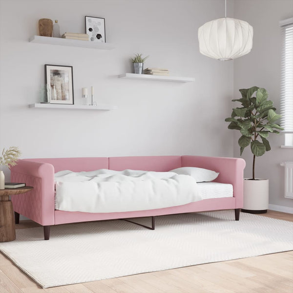 vidaXL Day Bed with Mattress Pink 100x200 cm Velvet