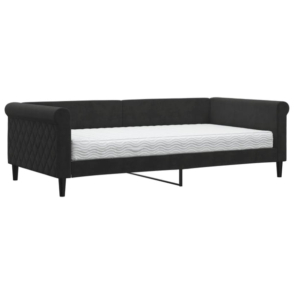 vidaXL Day Bed with Mattress Black 100x200 cm Velvet