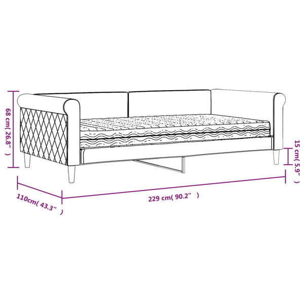 vidaXL Day Bed with Mattress Black 100x200 cm Velvet
