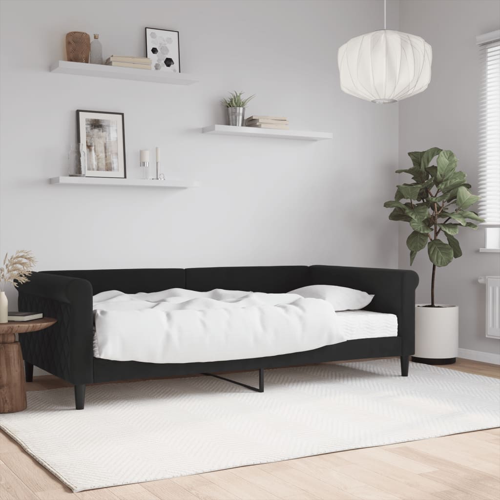 vidaXL Day Bed with Mattress Black 100x200 cm Velvet