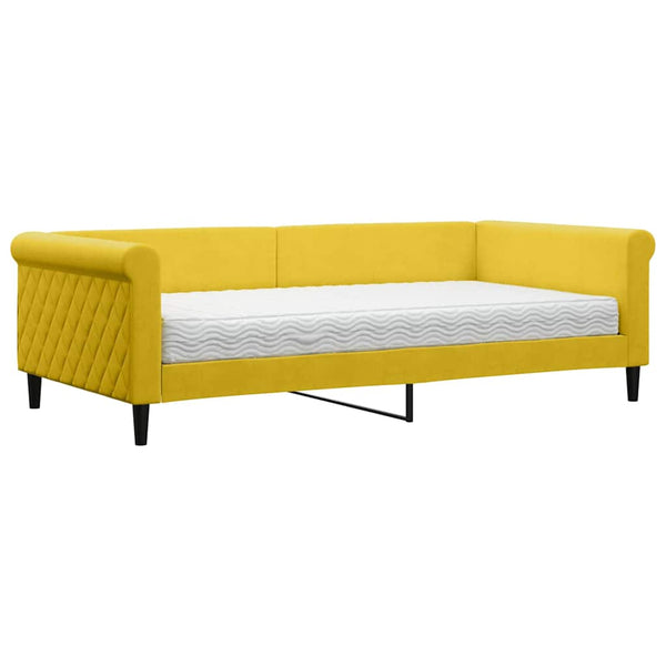 vidaXL Day Bed with Mattress Yellow 100x200 cm Velvet