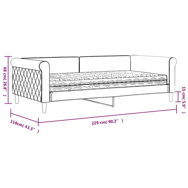 vidaXL Day Bed with Mattress Yellow 100x200 cm Velvet