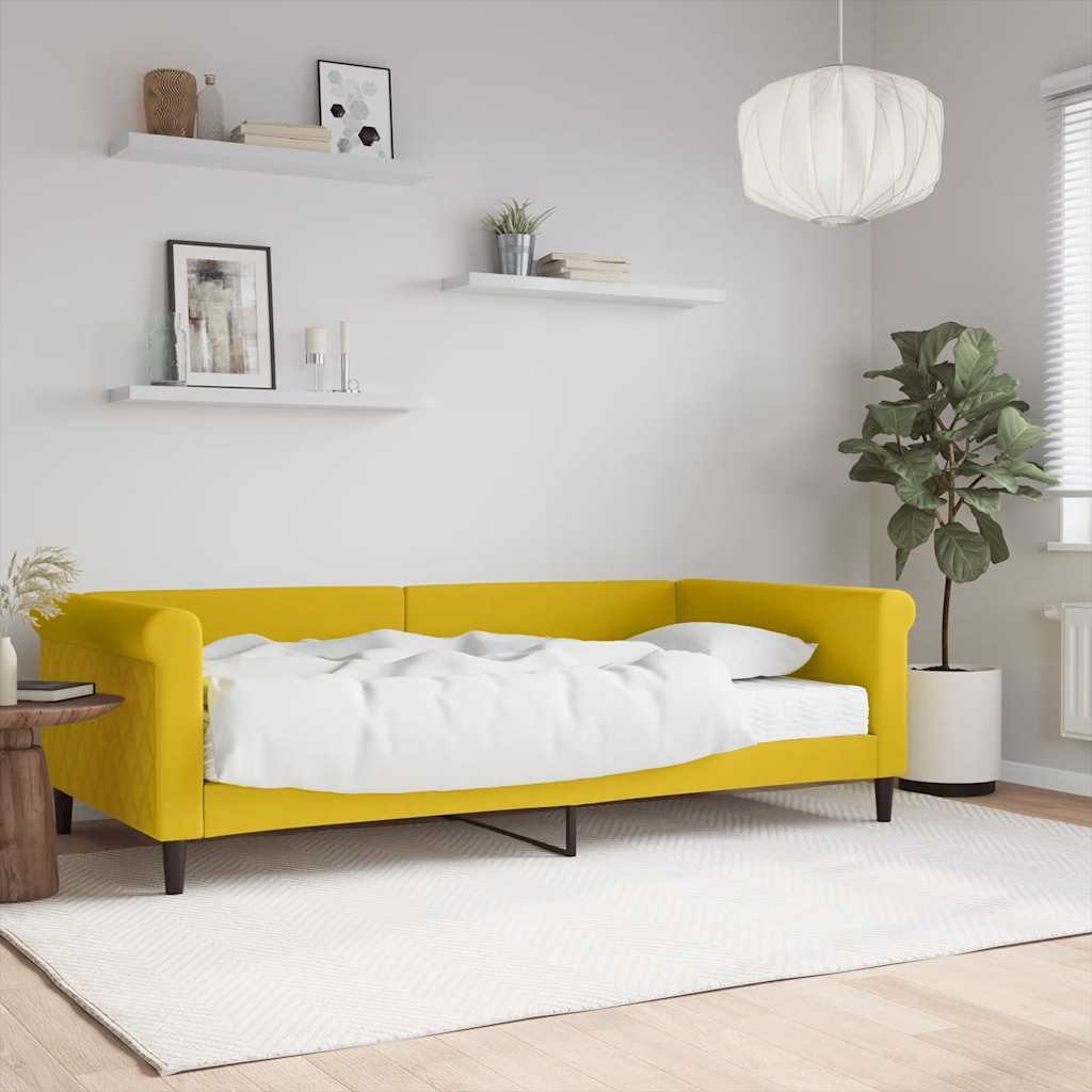 vidaXL Day Bed with Mattress Yellow 100x200 cm Velvet