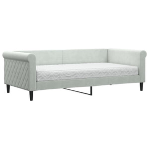 vidaXL Day Bed with Mattress Light Grey 90x190 cm Velvet