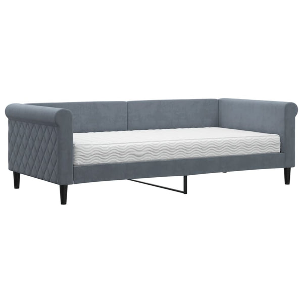 vidaXL Day Bed with Mattress Dark Grey 90x190 cm Velvet