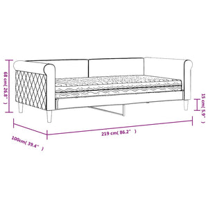 vidaXL Day Bed with Mattress Dark Grey 90x190 cm Velvet