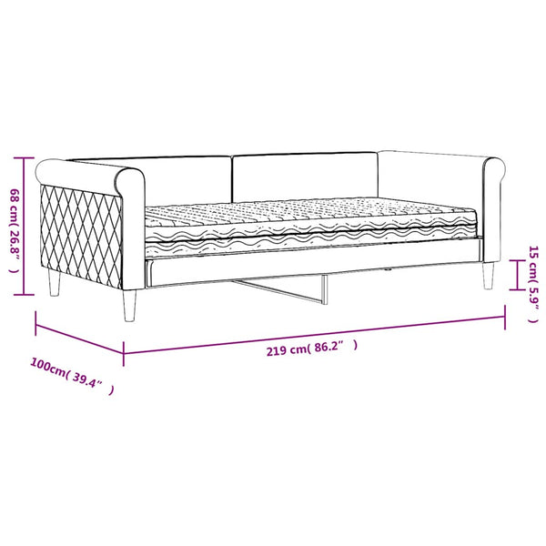 vidaXL Day Bed with Mattress Dark Grey 90x190 cm Velvet