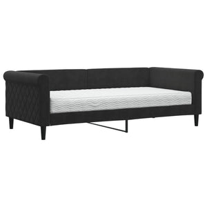 vidaXL Day Bed with Mattress Black 90x190 cm Velvet
