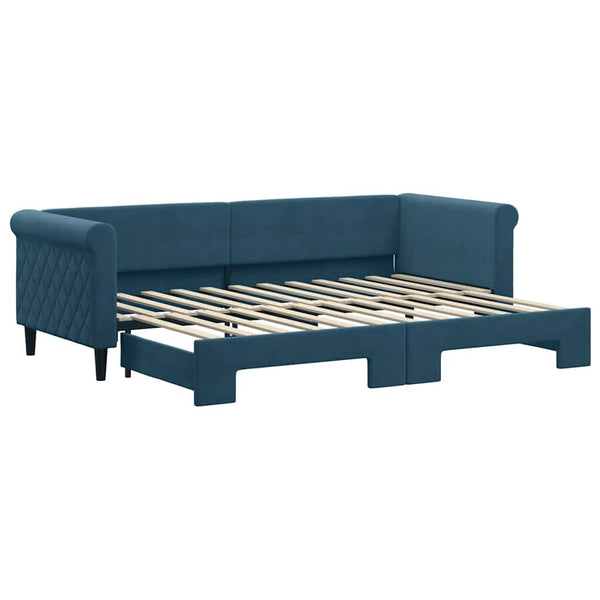 vidaXL Extendable Day Bed Blue 80x200 cm Velvet